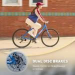 VIRIBUS Hybrid Bikes, 28 inch Mens Bike with Lightweight Aluminum Frame and Disc Brakes, 700C Bikes for Tall Men, 7 Speed Vintage Retro Hybrid Bicycles for City Commuters, Adult Road Bike, Blue