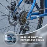 VIRIBUS Hybrid Bikes, 28 inch Mens Bike with Lightweight Aluminum Frame and Disc Brakes, 700C Bikes for Tall Men, 7 Speed Vintage Retro Hybrid Bicycles for City Commuters, Adult Road Bike, Blue