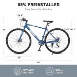 VIRIBUS Hybrid Bikes, 28 inch Mens Bike with Lightweight Aluminum Frame and Disc Brakes, 700C Bikes for Tall Men, 7 Speed Vintage Retro Hybrid Bicycles for City Commuters, Adult Road Bike, Blue