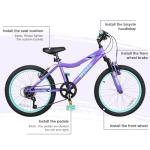 WEIZE 20 Inch Kid Mountain Bike,Kid Bike for Girls Age 6-14 Year Old,6 Speed Kid Bicycle with Front Suspension Fork,Adjustable Seat Height,High-Carbon Steel Frame,Ideal for Girl Adventurers,Purple