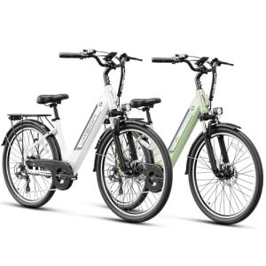 Jasion Roamer ST Electric Bike for Adults, 26'' Commuter Ebike, 62Miles & 28MPH Max Speed, 1200W Peak Motor Ebike, 528WH Removable Battery, 7-Speed Electric Bicycle, Front Suspension Women E Bike