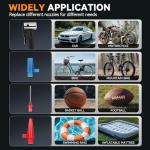 Auto Dynasty Digital Tire Inflator Portable Air Compressor, 12V DC Air Pump with Pressure Gauge for Car Tire, 50 PSI Power Electric Bike Pump with LED Light for Motorcycle, Bicycle, Ball (Red)