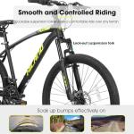 HH HILAND Mens and Womens Mountain Bike, 26 Inch 21 Speed Mountain Bicycle with Dual Disc Brake, Front Suspension Fork, High Carbon Steel Frame Urban Commuter Bike for Adults, Black Yellow