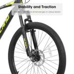 HH HILAND Mens and Womens Mountain Bike, 26 Inch 21 Speed Mountain Bicycle with Dual Disc Brake, Front Suspension Fork, High Carbon Steel Frame Urban Commuter Bike for Adults, Black Yellow