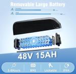 Wdiini Front Suspension 2000W Peak Electric Bike for Adults, 28MPH Max Speed, 48V/15AH Removable Battery, BMS Protection, Off-Road/Mountain Ebike with Key and Lock (K800, Green)