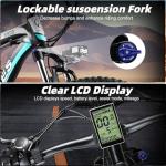 Wdiini Front Suspension 2000W Peak Electric Bike for Adults, 28MPH Max Speed, 48V/15AH Removable Battery, BMS Protection, Off-Road/Mountain Ebike with Key and Lock (K800, Green)