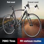 HILAND 14 Speeds 700C Road Bike, Light Weight Aluminum Frame Sport Bike, Racing Bike for Men Women Adult Bicycle 57 CM Frame Black