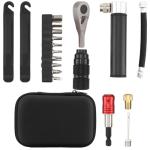 11 Pcs Portable Multifunction Bike Repair Tool Kit, Includes Mini Pump, Ratchet Wrench, 10-Piece Bit Set & Heavy-Duty Tire Levers, Compact Carry Case for Roadside & Home Repairs