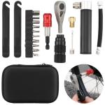 11 Pcs Portable Multifunction Bike Repair Tool Kit, Includes Mini Pump, Ratchet Wrench, 10-Piece Bit Set & Heavy-Duty Tire Levers, Compact Carry Case for Roadside & Home Repairs