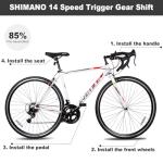 WEIZE Road Bike, 700C Wheel City Commuter Bicycle, 14 Speed Drop Bar, Racing Adult Bike with Caliper Brakes, High-Carbon Steel Hybrid Bikes, Urban Adult Bicycle for Men and Women,White