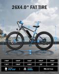 Qlife Racer Plus Adult Electric Bicycle, Peak 1200W Motor Electric Bike for Adults, Up to 28MPH 65Miles, 26" Fat Tire Electric Mountain Bike with 48V 13AH Battery, 7 Speed E Bike, Black