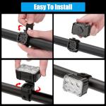 2 Packs USB Rechargeable Bike Light Set, Bicycle Safety Lights Front and Rear with 6+12 Modes, IPX4 Waterproof Headlight and Taillight for Night Riding/Cycling