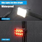 2 Packs USB Rechargeable Bike Light Set, Bicycle Safety Lights Front and Rear with 6+12 Modes, IPX4 Waterproof Headlight and Taillight for Night Riding/Cycling