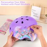 Kids Bike Helmet Adjustable Youth Toddler Helmet with DIY Stickers for Girls Age 3-5-8-14 Years for Bicycle Scooter Skateboard Roller Skating