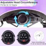 Kids Bike Helmet Adjustable Youth Toddler Helmet with DIY Stickers for Girls Age 3-5-8-14 Years for Bicycle Scooter Skateboard Roller Skating