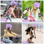 Kids Bike Helmet Adjustable Youth Toddler Helmet with DIY Stickers for Girls Age 3-5-8-14 Years for Bicycle Scooter Skateboard Roller Skating