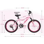 WEIZE 20 Inch Kid Mountain Bike,Kid Bike for Girls Age 6-14 Year Old,6 Speed Kid Bicycle with Front Suspension Fork,Adjustable Seat Height,High-Carbon Steel Frame,Ideal for Girl Adventurers,Pink