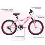 WEIZE 20 Inch Kid Mountain Bike,Kid Bike for Girls Age 6-14 Year Old,6 Speed Kid Bicycle with Front Suspension Fork,Adjustable Seat Height,High-Carbon Steel Frame,Ideal for Girl Adventurers,Pink