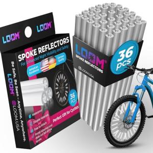 LOOM® Bike Spoke Reflectors Gift Set | 36 Pcs | Premium 8cm Reflective Clips for Bicycles - 360° High Visibility Wheel Spoke Skins - Night Safety Accessories for MTB Road Bike E-Scooters & Kids