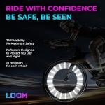 LOOM® Bike Spoke Reflectors Gift Set | 36 Pcs | Premium 8cm Reflective Clips for Bicycles - 360° High Visibility Wheel Spoke Skins - Night Safety Accessories for MTB Road Bike E-Scooters & Kids
