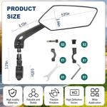 Pair Of Bike Mirrors, Bike Mirrors For Handlebars, 360-Degree Rotating Rear View Glass Lens, Safe Riding Mirrors, Scratch-Resistant Glass Lens, Universal Fitting Accessories