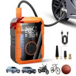 Portable Air Pump for Car Tires, 150 PSI Tire Inflator Cordless with LED Light, Auto Shut-off Air Compressor Bike Tire Pumps with Pressure Gauge for Car Bicycle Motorcycle Ball, Gifts for Men & Women