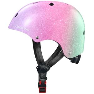 Odoland Kids Bike Helmet, Boys and Girls Sparkling Bicycle Helmet, Suggested Fit 48-54cm, Multi-Sports Adjustable for Skating, Cycling, Skateboard Helmet，Sparkling Pink Mint