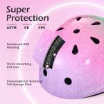 Odoland Kids Bike Helmet, Boys and Girls Sparkling Bicycle Helmet, Suggested Fit 48-54cm, Multi-Sports Adjustable for Skating, Cycling, Skateboard Helmet，Sparkling Pink Mint