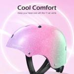 Odoland Kids Bike Helmet, Boys and Girls Sparkling Bicycle Helmet, Suggested Fit 48-54cm, Multi-Sports Adjustable for Skating, Cycling, Skateboard Helmet，Sparkling Pink Mint