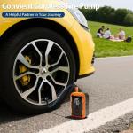Portable Air Pump for Car Tires, 150 PSI Tire Inflator Cordless with LED Light, Auto Shut-off Air Compressor Bike Tire Pumps with Pressure Gauge for Car Bicycle Motorcycle Ball, Gifts for Men & Women