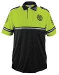 RYNO GEAR Security Badge and Patch Two Tone Bike Patrol Polo Shirt with Zipper Pocket and Reflective Hash Stripes (Lime Green & Black) Large