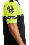 RYNO GEAR Security Badge and Patch Two Tone Bike Patrol Polo Shirt with Zipper Pocket and Reflective Hash Stripes (Lime Green & Black) Large