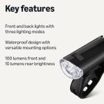 Amazon Basics Bike Lights for Day/Night Riding, Bicycle Lights Front and Back, Headlight Black, Taillight Red