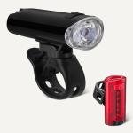 Amazon Basics Bike Lights for Day/Night Riding, Bicycle Lights Front and Back, Headlight Black, Taillight Red