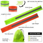 8 Pieces Reflective Bands Reflective Running Gear Night High Visibility Reflector Bands Shine Straps Tape Bracelets for Walking at Night Women Men Running Cycling Arm Wrist Ankle Leg(Green, Orange)