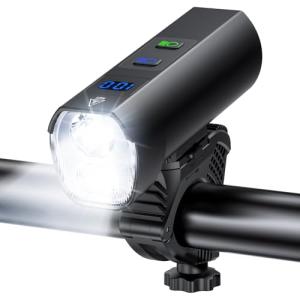 Super Bright LED Bike Light for Night Riding, Aluminum Alloy Bike Headlight USB Rechargeable, 5+5+3 Modes, 5000mAh Type-C Reverse Charging, Waterproof Bicycle Front Lights, 360° Rotatable Bracket