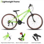 HILAND 26 Inch Mountain Bike for Mens and Womens, 21 Speeds Mountain Bicycle, High-Tensile Steel Frame, V Brake, Hardtail MTB for Adults Green