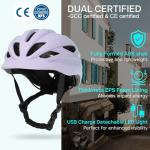 Bike Helmet Adult Urban:Bicycle Helmet for Men Women with USB Charge Detachable Taillight Helmets for Commuter Cycling Scooters