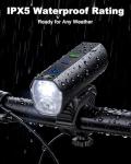 Super Bright LED Bike Light for Night Riding, Aluminum Alloy Bike Headlight USB Rechargeable, 5+5+3 Modes, 5000mAh Type-C Reverse Charging, Waterproof Bicycle Front Lights, 360° Rotatable Bracket