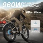 PUCKIPUPPY Electric Bike for Adults with 960W(Peak), 26" Fat Tire Electric Mountain Bike，48V 15AH Removable Battery Ebike, 28MPH Aluminum Frame E Bike with Rear Storage Shelf, Beagle(Camouflage)