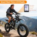 JECHAM 48V 22Ah Fat Tire eBike, Adult Peak 3000W Electric Bike, Dual 2000W Motors 35MPH Electric Bicycle, Hydraulic Disc Brakes, 7-Speed Hunting Commuter E-Bike