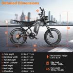 JECHAM 48V 22Ah Fat Tire eBike, Adult Peak 3000W Electric Bike, Dual 2000W Motors 35MPH Electric Bicycle, Hydraulic Disc Brakes, 7-Speed Hunting Commuter E-Bike