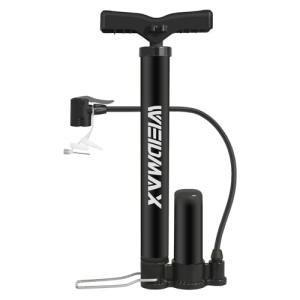 Bike Pump Portable, Bike Tire Inflator, Bicycle Hand Air Pump with Presta and Schrader, Ball Pump Inflator Bicycle Floor Pump Suitable for Baby Stroller Tires, Balls, Road and Mountain Bikes，Black