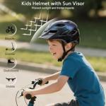 Kids Bike Helmet, Toddler Helmet for Kids 3-5/5-8/8-10 Years Boys Girls, Adjustable Youth Bike Helmets with Detachable Visor, Bicycle Helmets for Skateboard Scooter Cycling