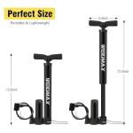 Bike Pump Portable, Bike Tire Inflator, Bicycle Hand Air Pump with Presta and Schrader, Ball Pump Inflator Bicycle Floor Pump Suitable for Baby Stroller Tires, Balls, Road and Mountain Bikes，Black