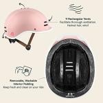 Retrospec Remi Kids' Bike Helmet for Youth Boys & Girls- Bicycle Helmet with Built-in Visor and Adjustable Reflective Straps for Skateboarding, Scooters, Rollerblading - Blush - 49-53cm