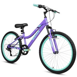 WEIZE 24 Inch Kid Mountain Bike,Kid Bike for Girls Age 6-14 Year Old,6 Speed Kid Bicycle with Front Suspension Fork,Adjustable Seat Height,High-Carbon Steel Frame,Ideal for Girl Adventurers,Purple