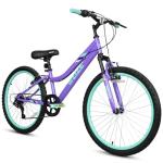 WEIZE 24 Inch Kid Mountain Bike,Kid Bike for Girls Age 6-14 Year Old,6 Speed Kid Bicycle with Front Suspension Fork,Adjustable Seat Height,High-Carbon Steel Frame,Ideal for Girl Adventurers,Purple