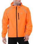 baleaf Mens Rain Jacket Waterproof Raincoat Windbreaker Gear Running Cycling Golf Coats Hood Lightweight Reflective Orange 2XL
