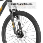 HH HILAND Mens and Womens Mountain Bike, 26 Inch 21 Speed Mountain Bicycle with Dual Disc Brake, Front Suspension Fork, High Carbon Steel Frame Urban Commuter Bike for Adults, Black Orange